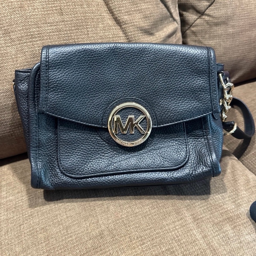 Michael Kors Leather Crossbody Bag with Gold Accents